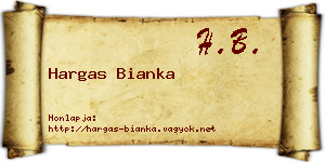 Hargas Bianka névjegykártya